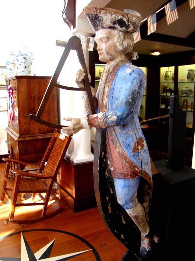 An exceptionally rare 18th century Ship Chandler's Trade Sign in the form of a French Naval Captain looking through his octant circa 1750. — image 5